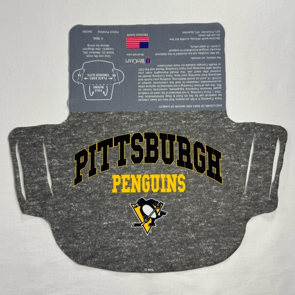 Wincraft Pittsburgh Penguins NHL Face Covering Gray Heathered Logo Mask